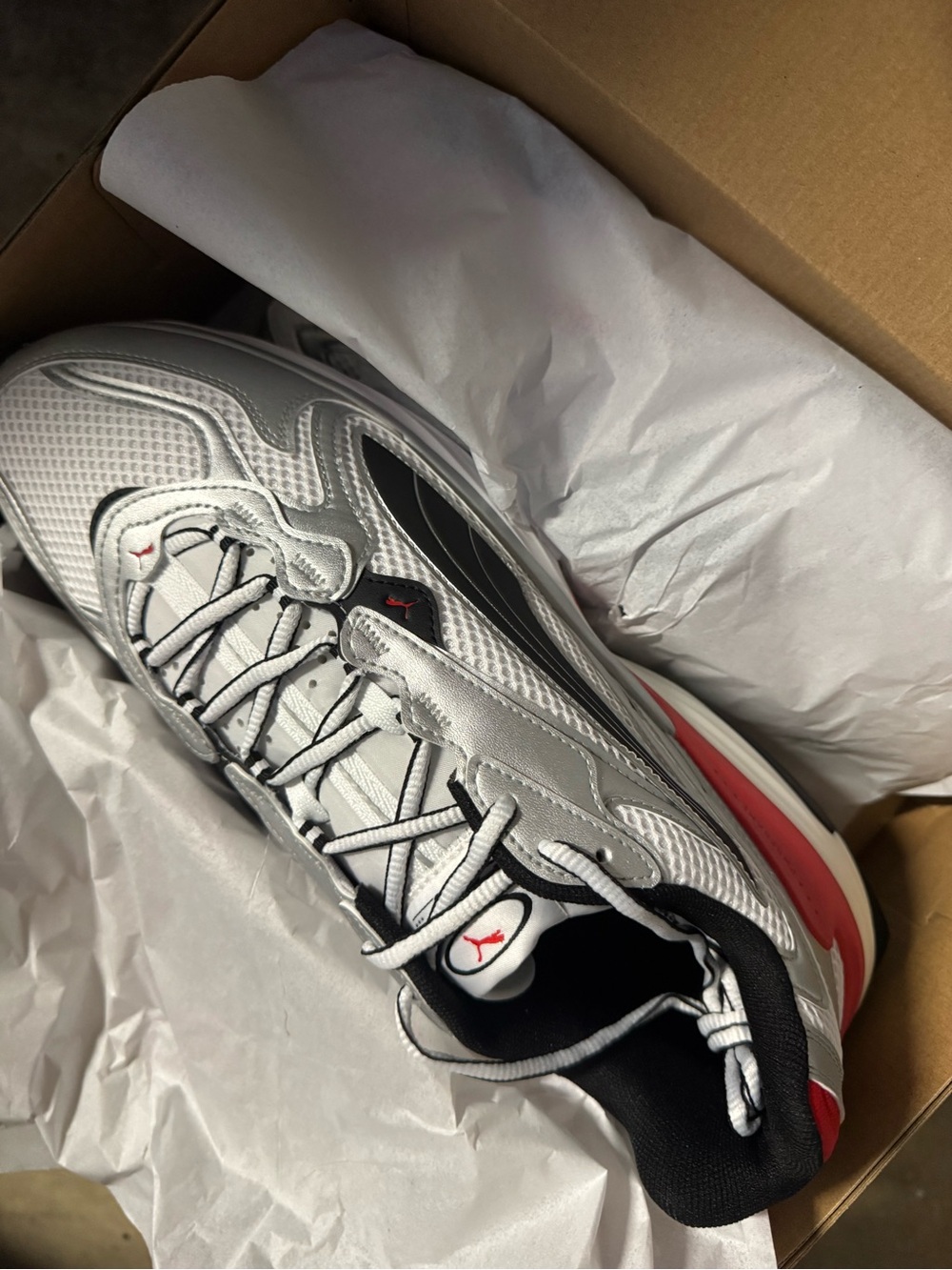 Silver, Black & Red Athletic Sneaker - Picture 2 of 4